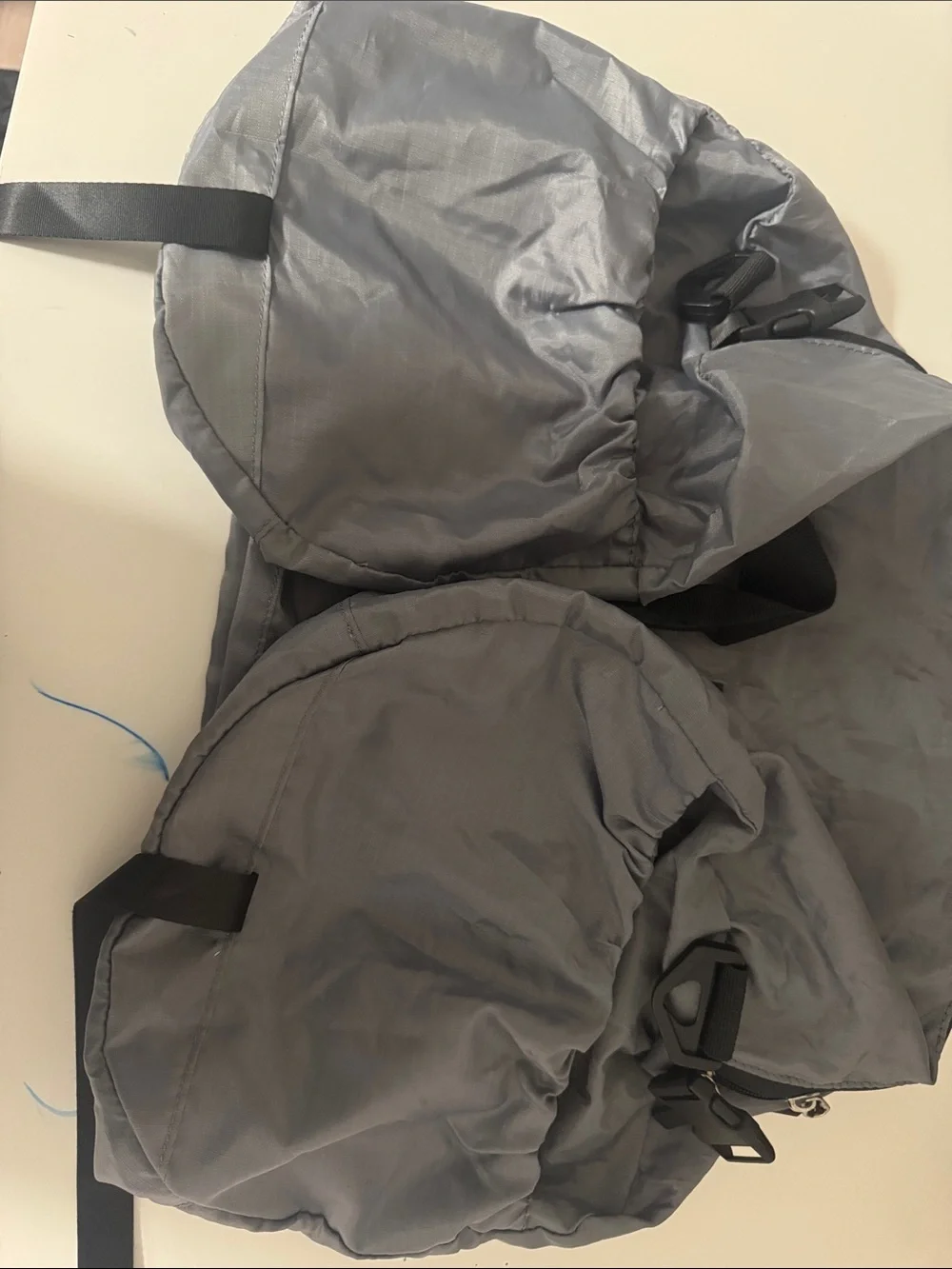 Gray Men's Duffel Bag with Black Webbing Straps